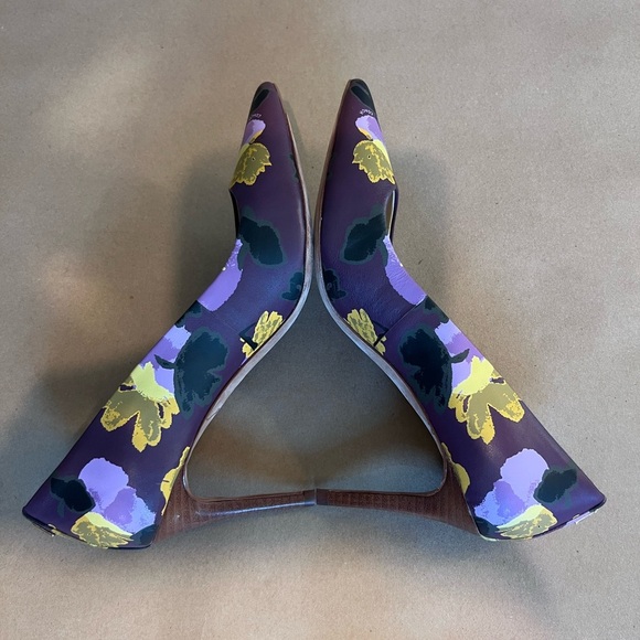 Coach Smith 100% Genuine Leather Purple Floral Pointed Toe Heels Women’s US 7 B - Picture 5 of 11